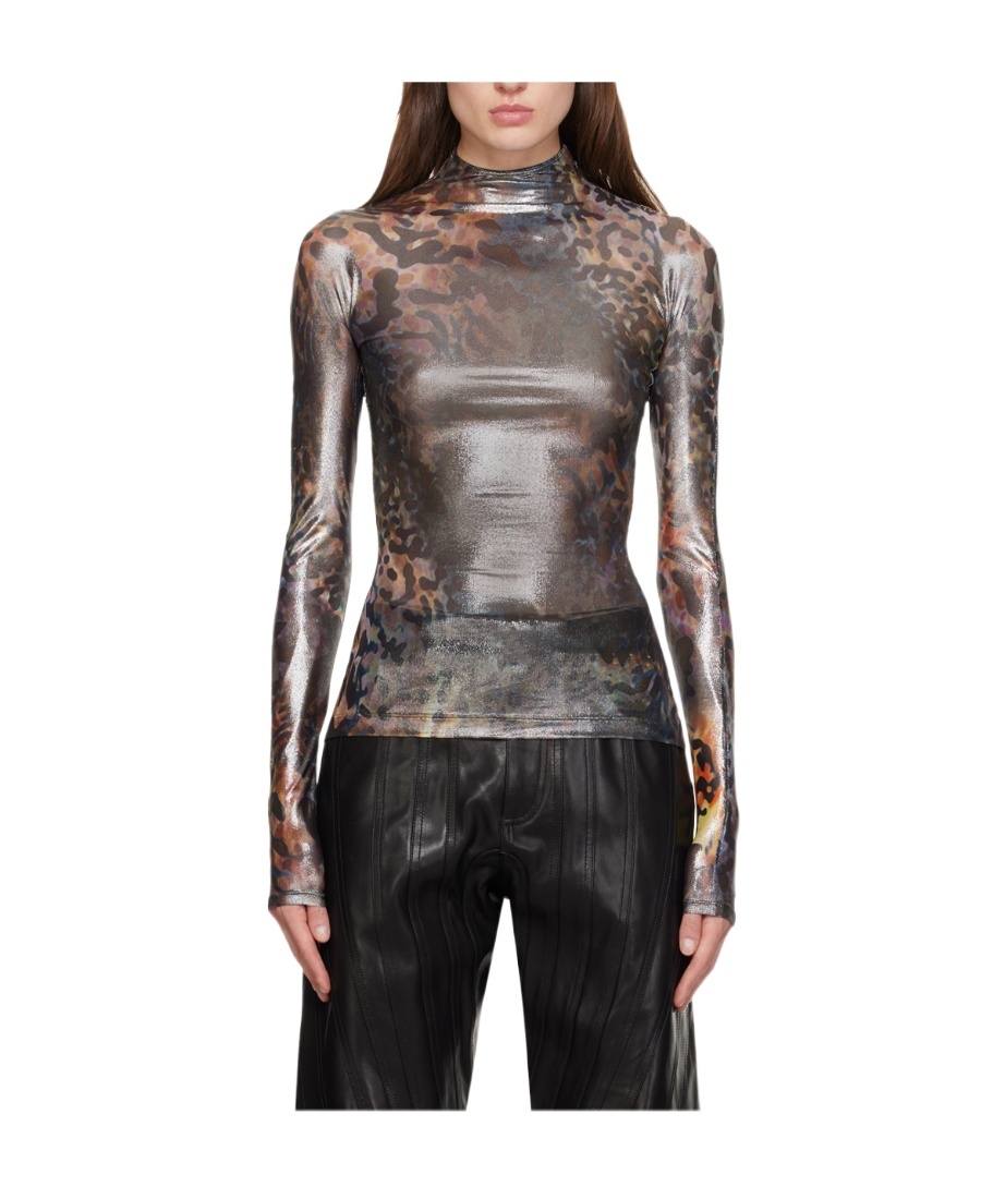 Shop Mugler Pattern Printed Long-sleeved T-shirt In Black