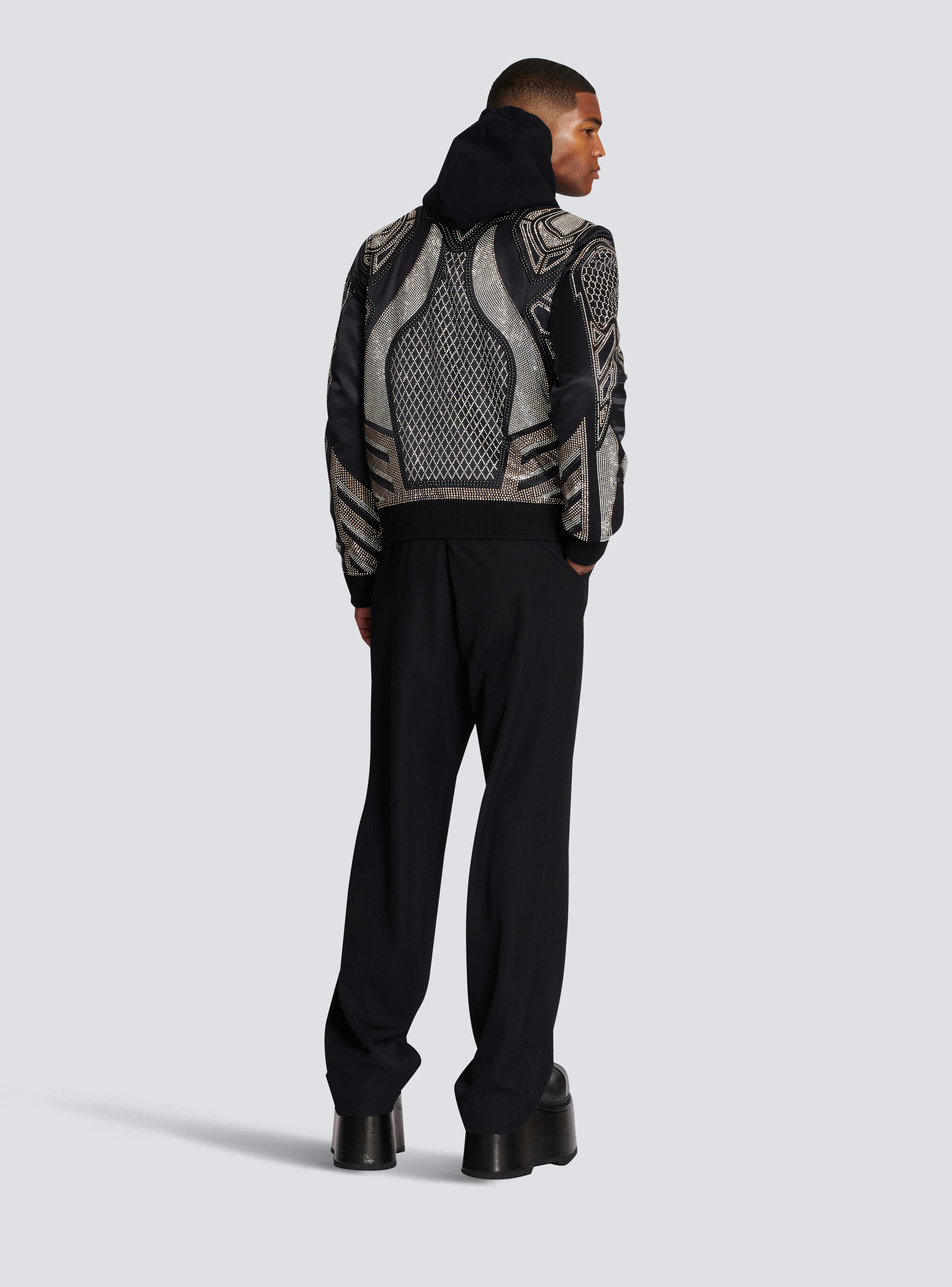Balmain All-over Embroidered Jacket With Studs In Black