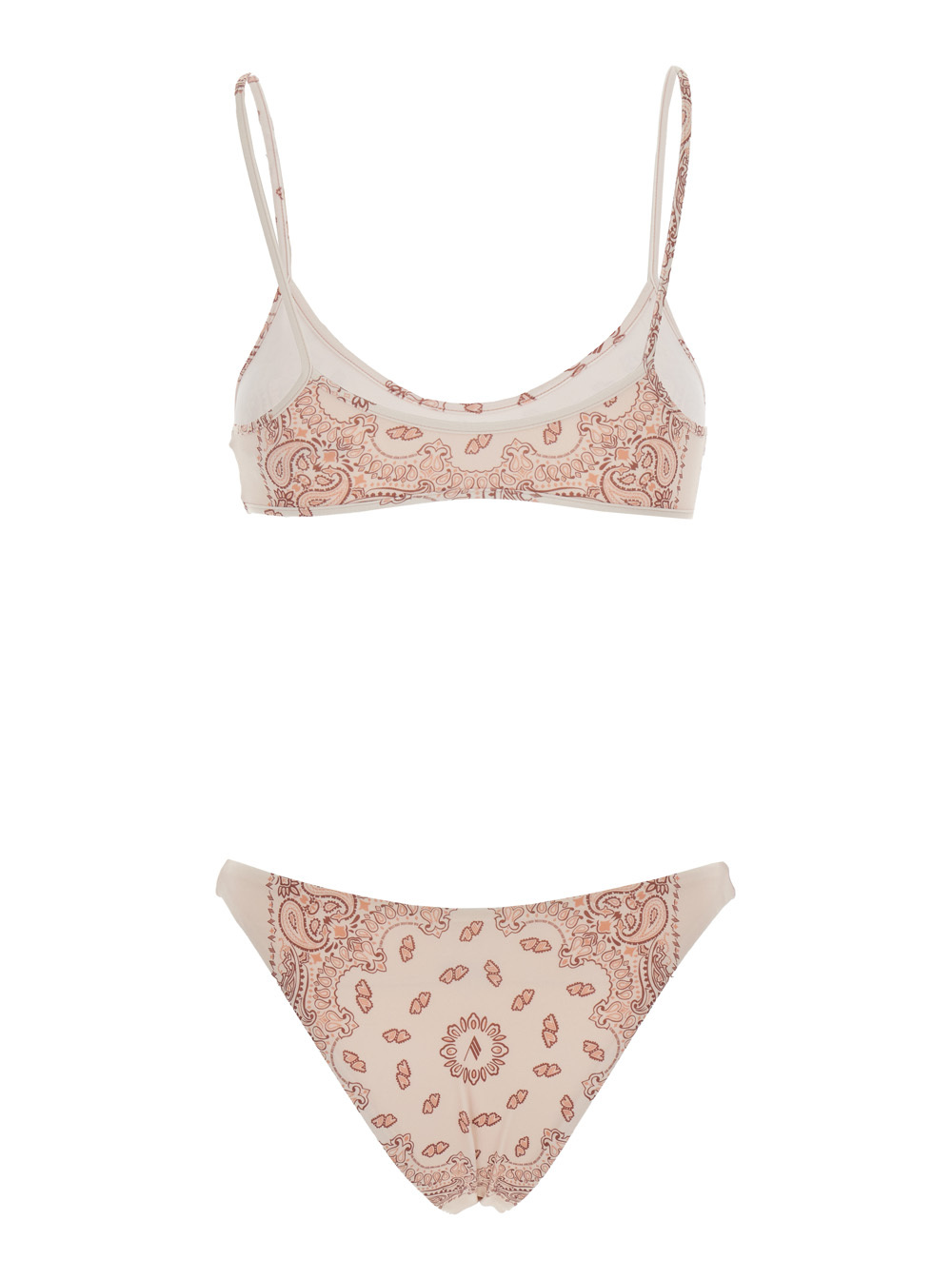 Attico Pink Bikini With Spaghetti Straps And All-over Print In Tech Fabric Stretch Woman In Burgundy