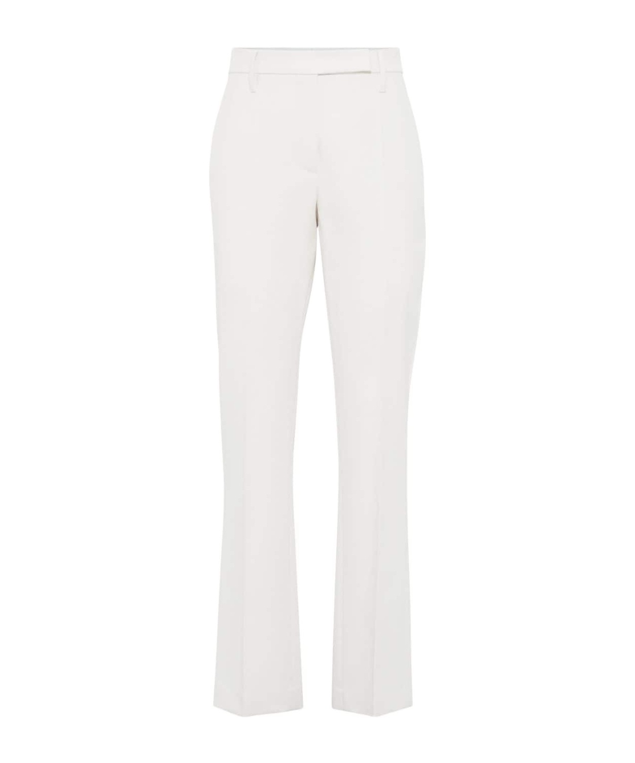 Brunello Cucinelli Monili-embellished Straight Leg Trousers In White