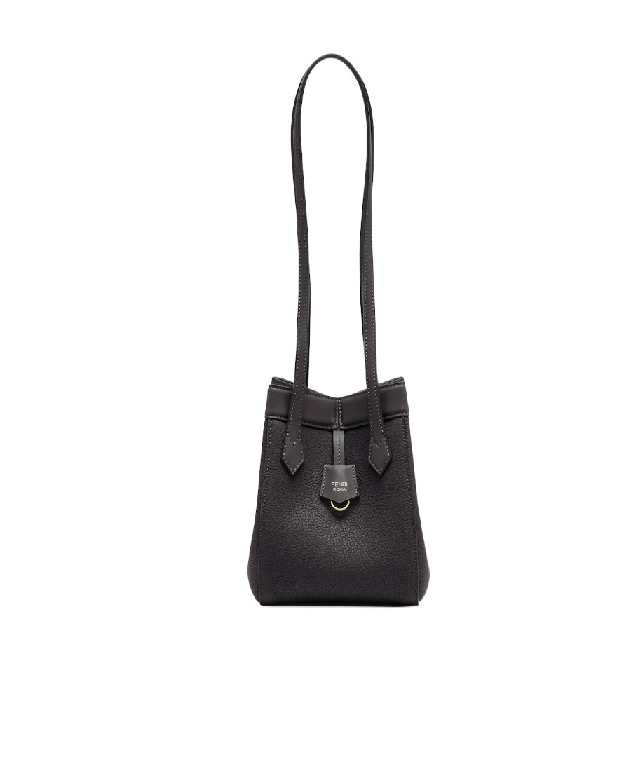 Shop Fendi Black Leather Mini Bag That Can Be Transformed