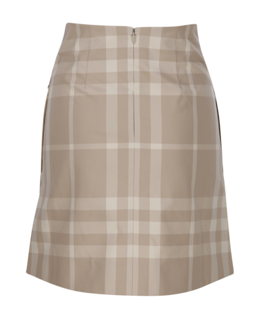 Shop Burberry Check-print A-line Cotton Skirt In Nude