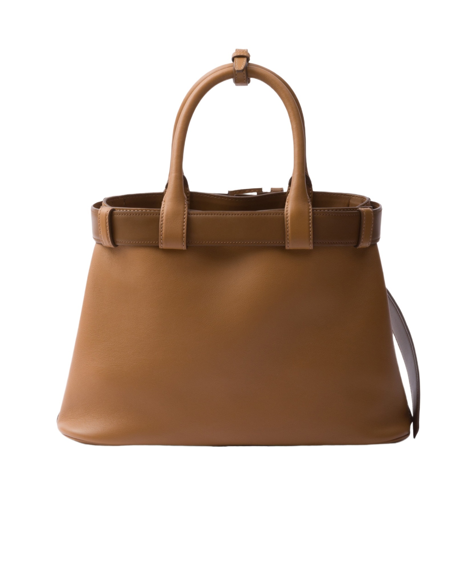 Prada Medium Logo Leather Top Handle Bag In Brown