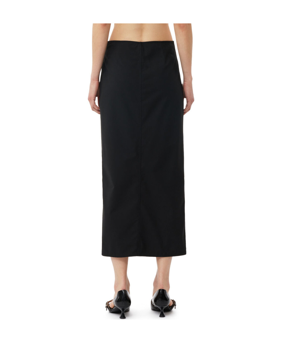 Ganni Midi Skirt With Ornamental Bows In Black