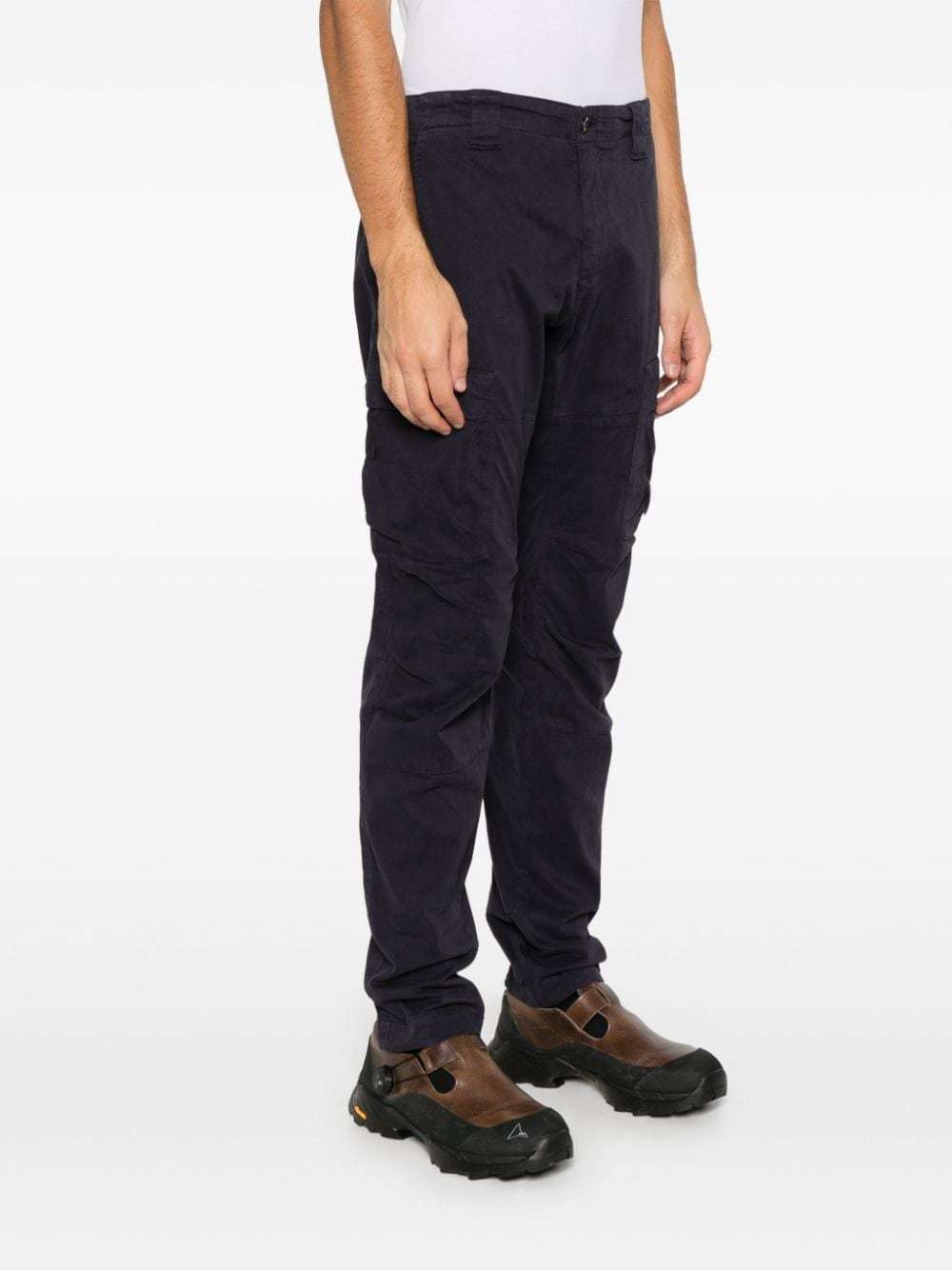 C.p. Company Lens Tapered-leg Cargo Trousers In Black