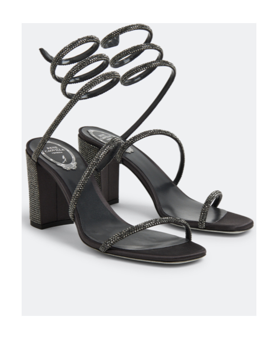 René Caovilla Cleo 90mm Crystal-embellished Sandals In Black