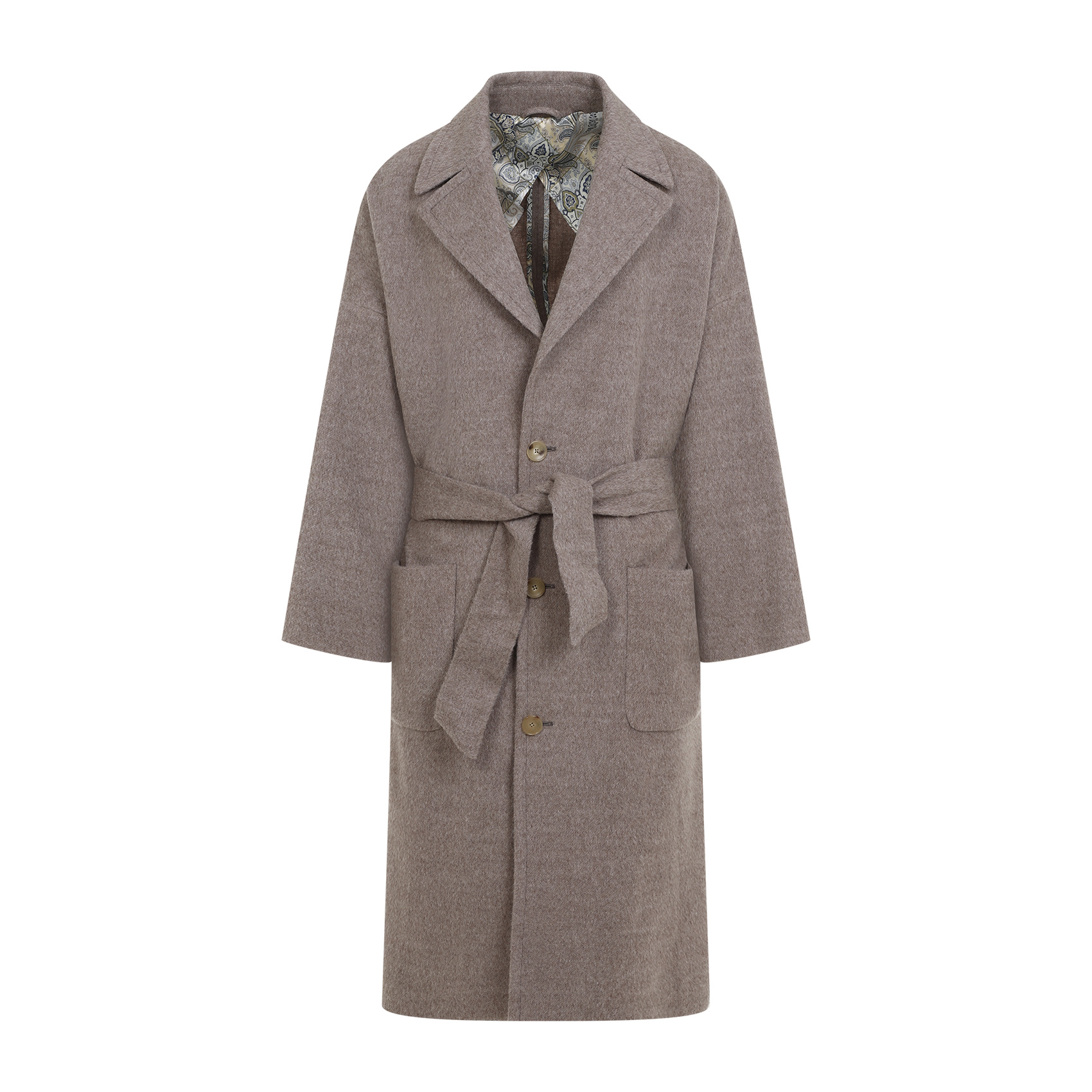 Etro Belted Coat Patch Pockets In Gray