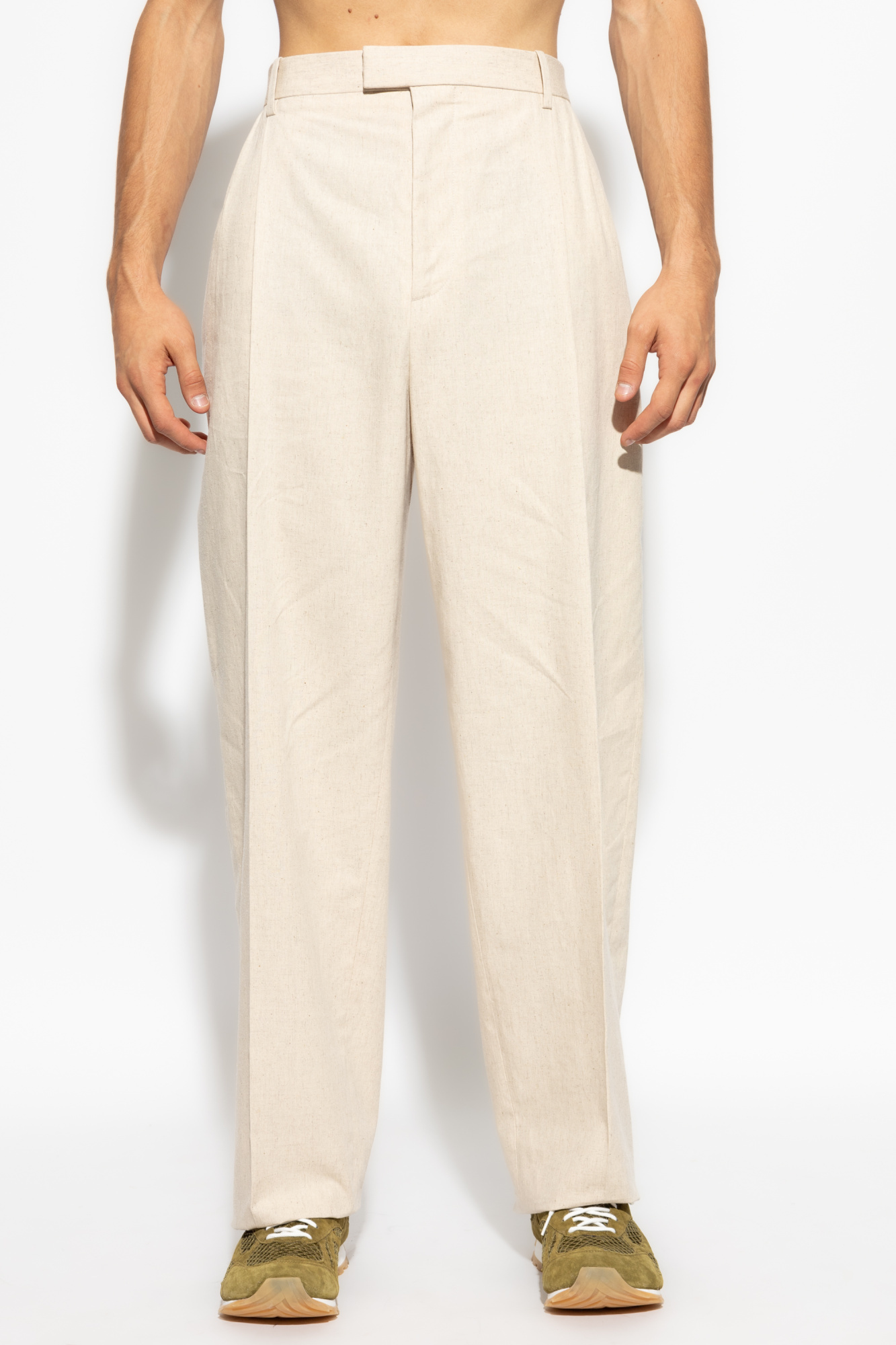 Bottega Veneta Pleated Casual Pants In Nude