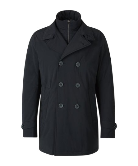 Herno Double-breasted Padded Stretch-shell Down Peacoat In Black