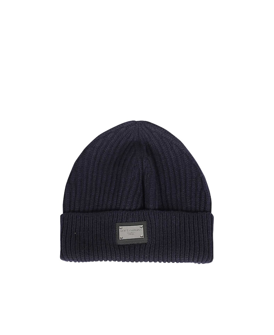 Dolce & Gabbana Dg Essentials Logo-patch Knitted Beanie In Black