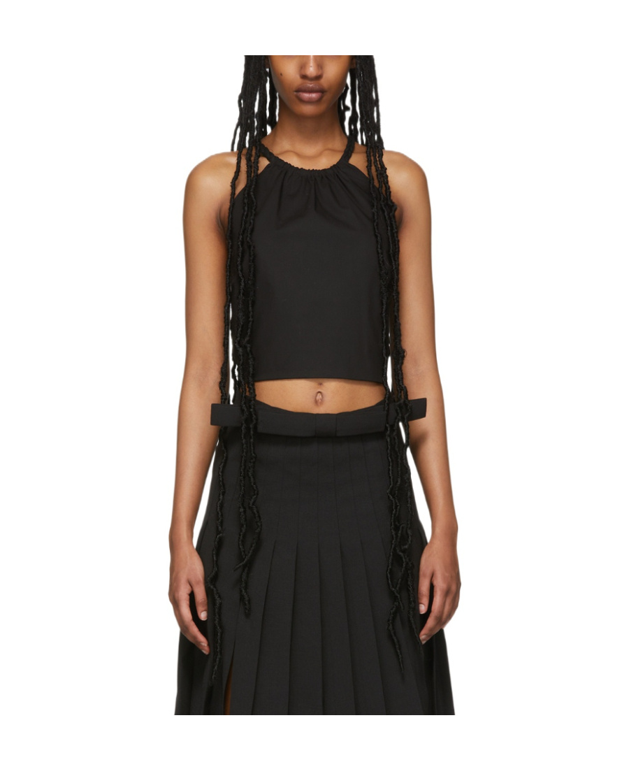 Red Valentino Black Braided Neck Vest In Black