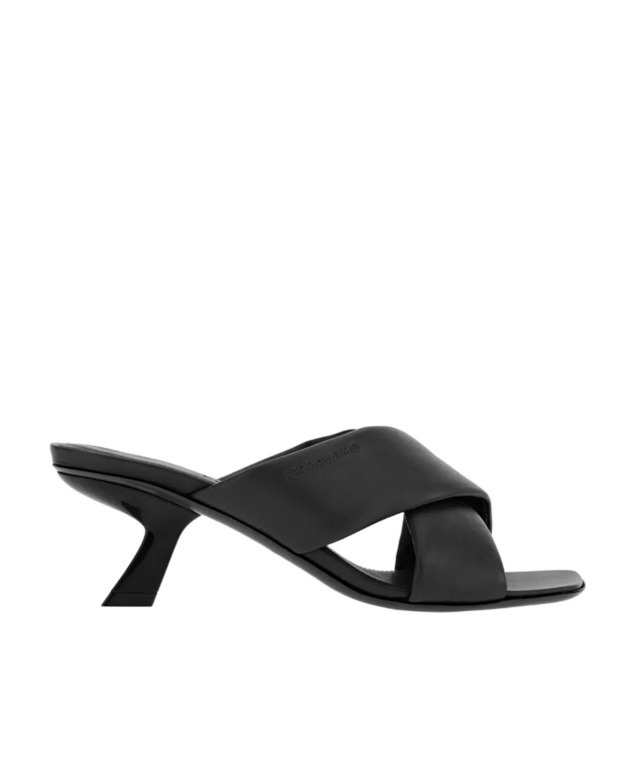 Ferragamo Women's Lambskin Crossover Slip-on Heels In Black