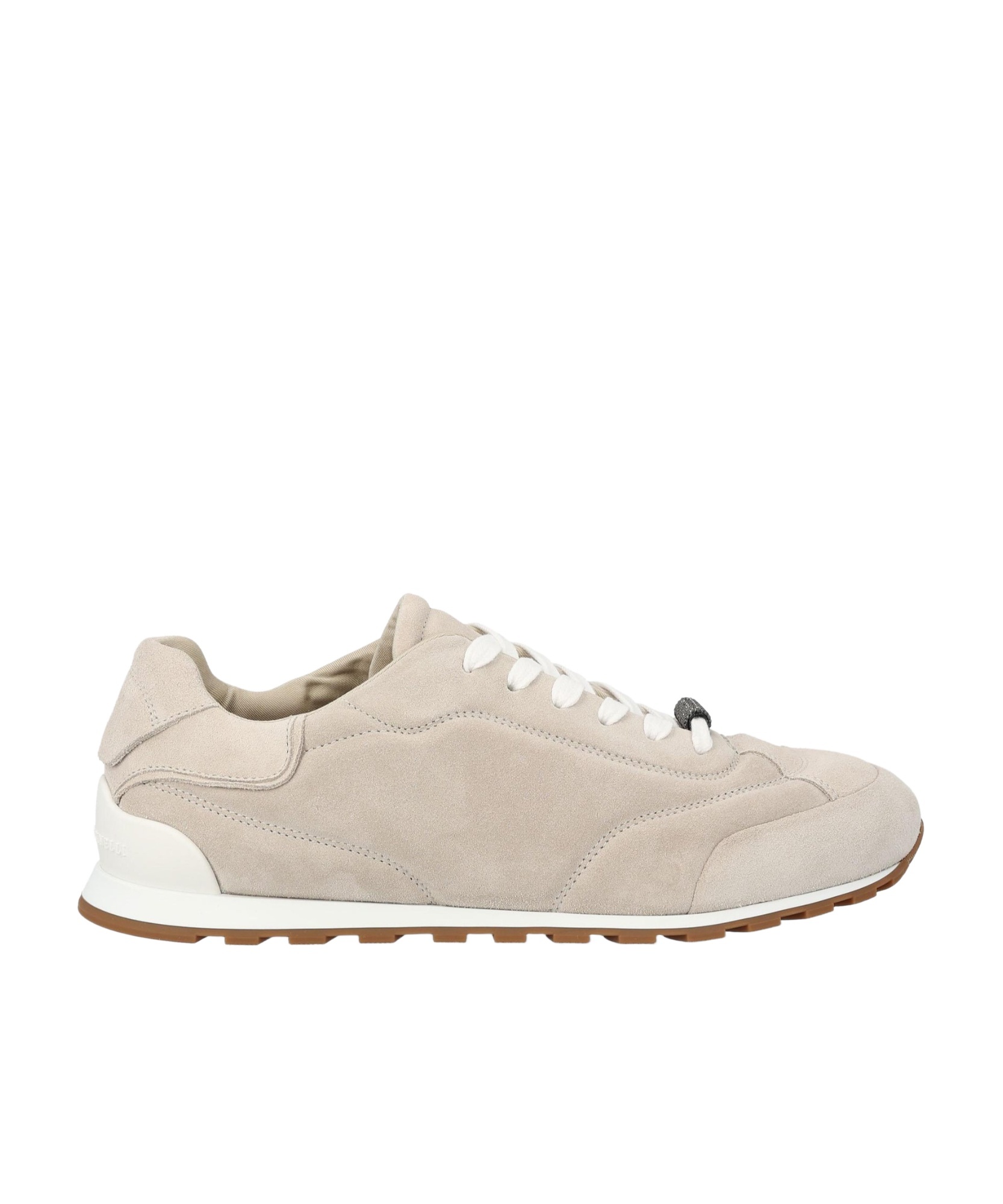 Brunello Cucinelli Suede Slim Runner Sneakers In Nude