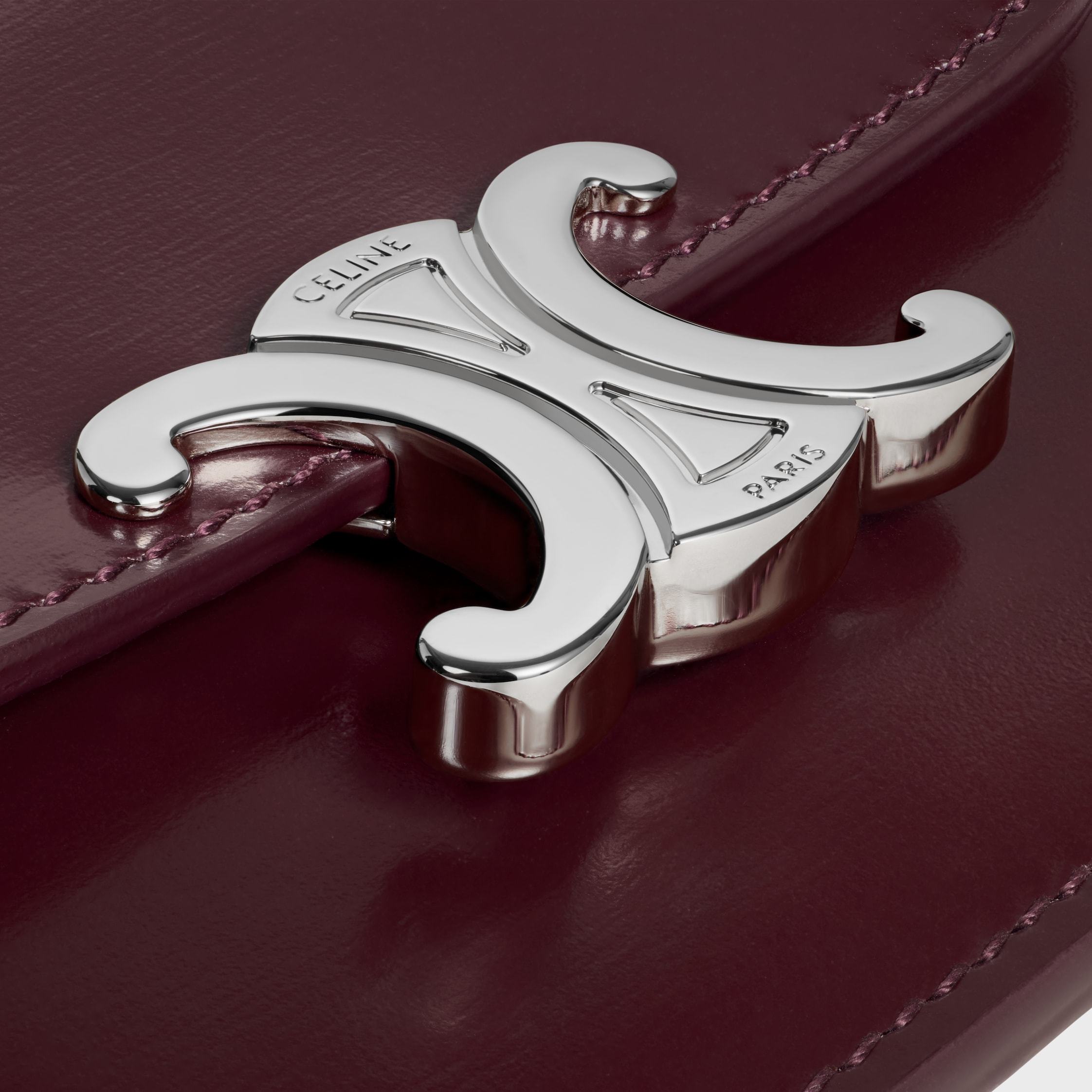 Celine Card Holder With Flap Triomphe In Shiny Calfskin