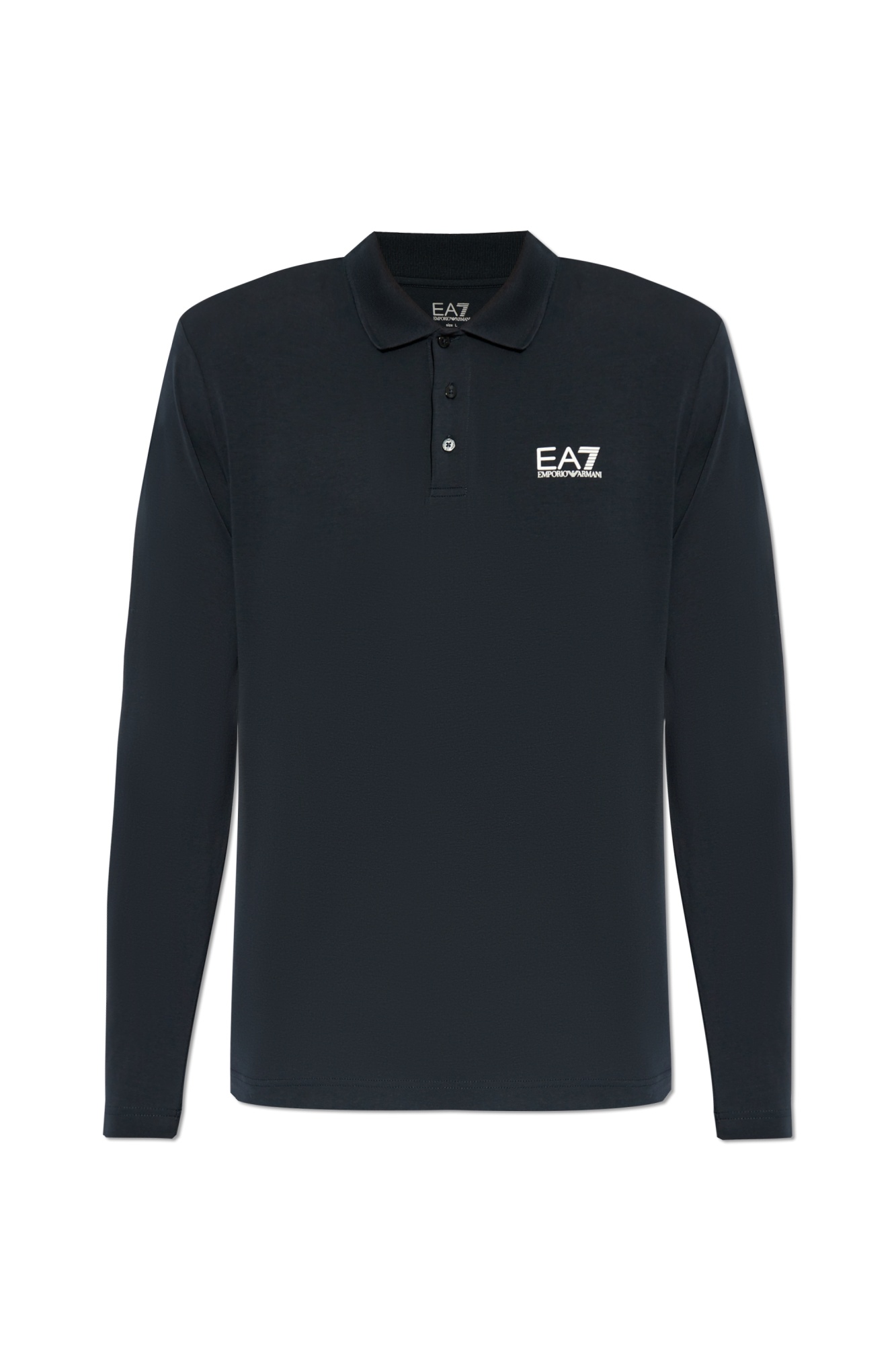 Ea7 Logo-print Cotton Polo Shirt In Black