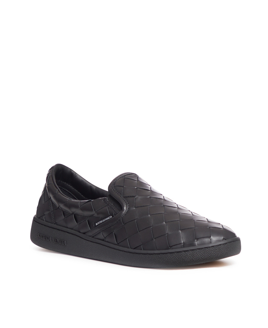 Bottega Veneta Sawyer Braided Slip On Sneakers Shoes In Black