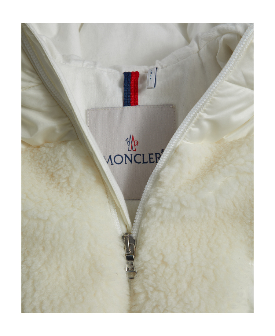 Moncler Fleece-panelling Padded Jacket In White
