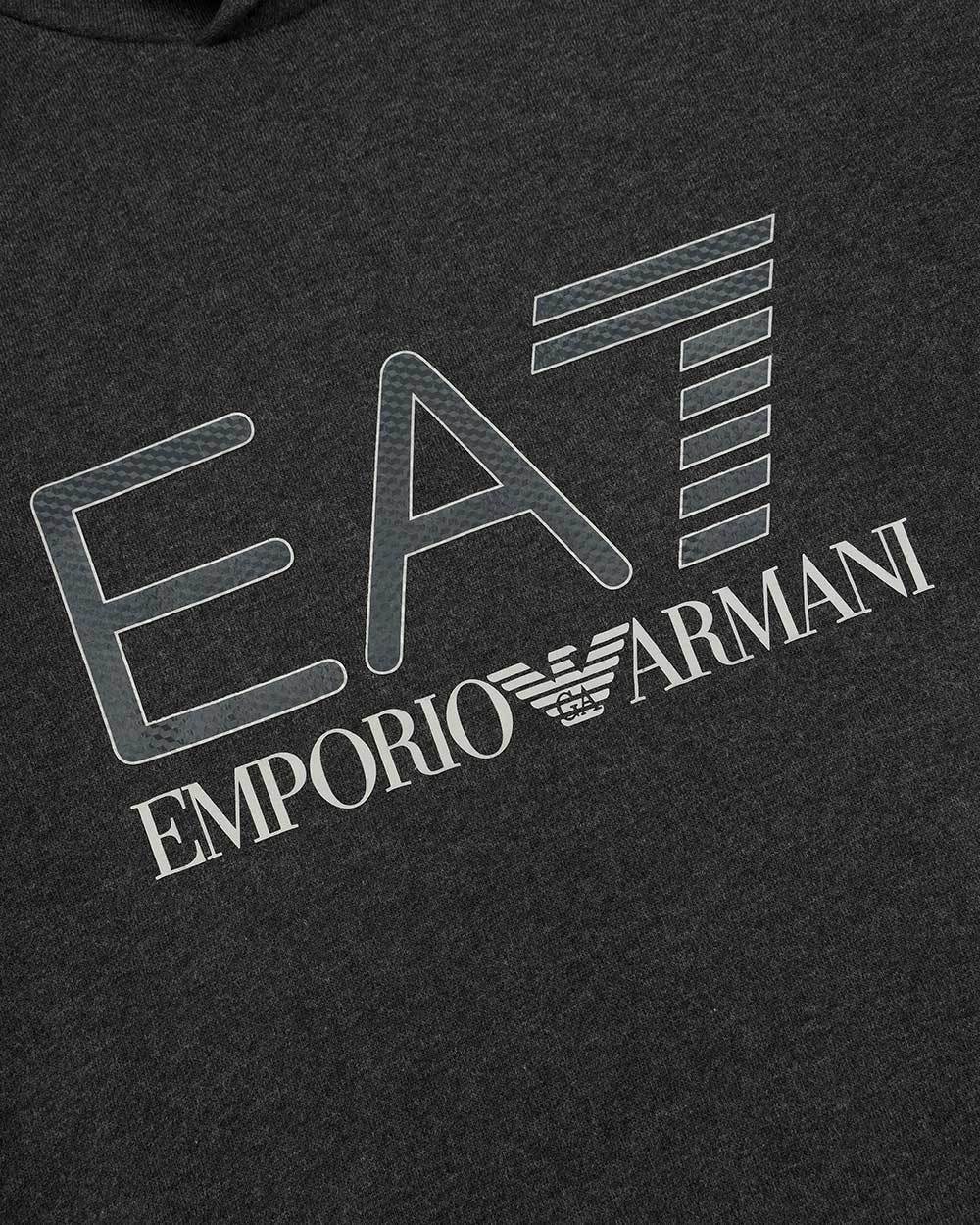 Ea7 Logo Hooded Sweater In Black