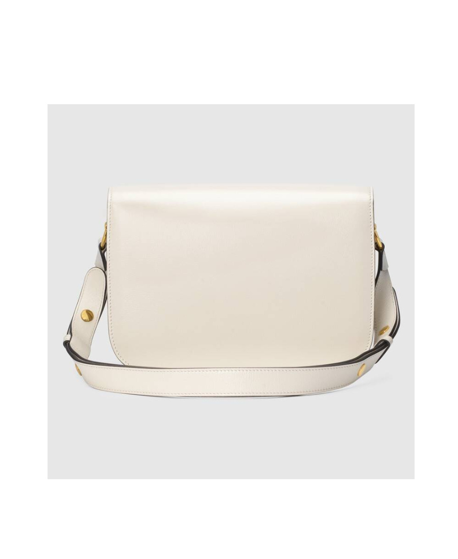 Gucci Horsebit 1955 Leather Shoulder Bag In White