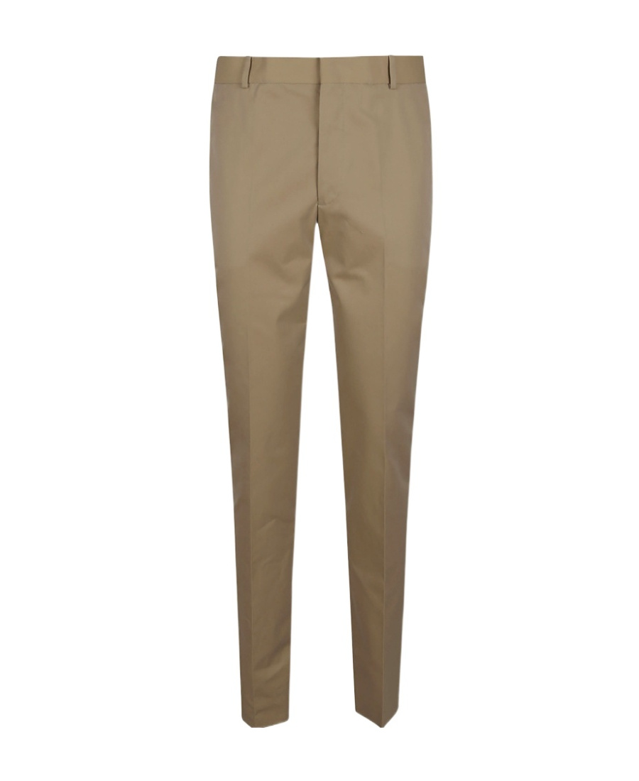 Alexander Mcqueen Cotton Cigarette Trousers In Brown