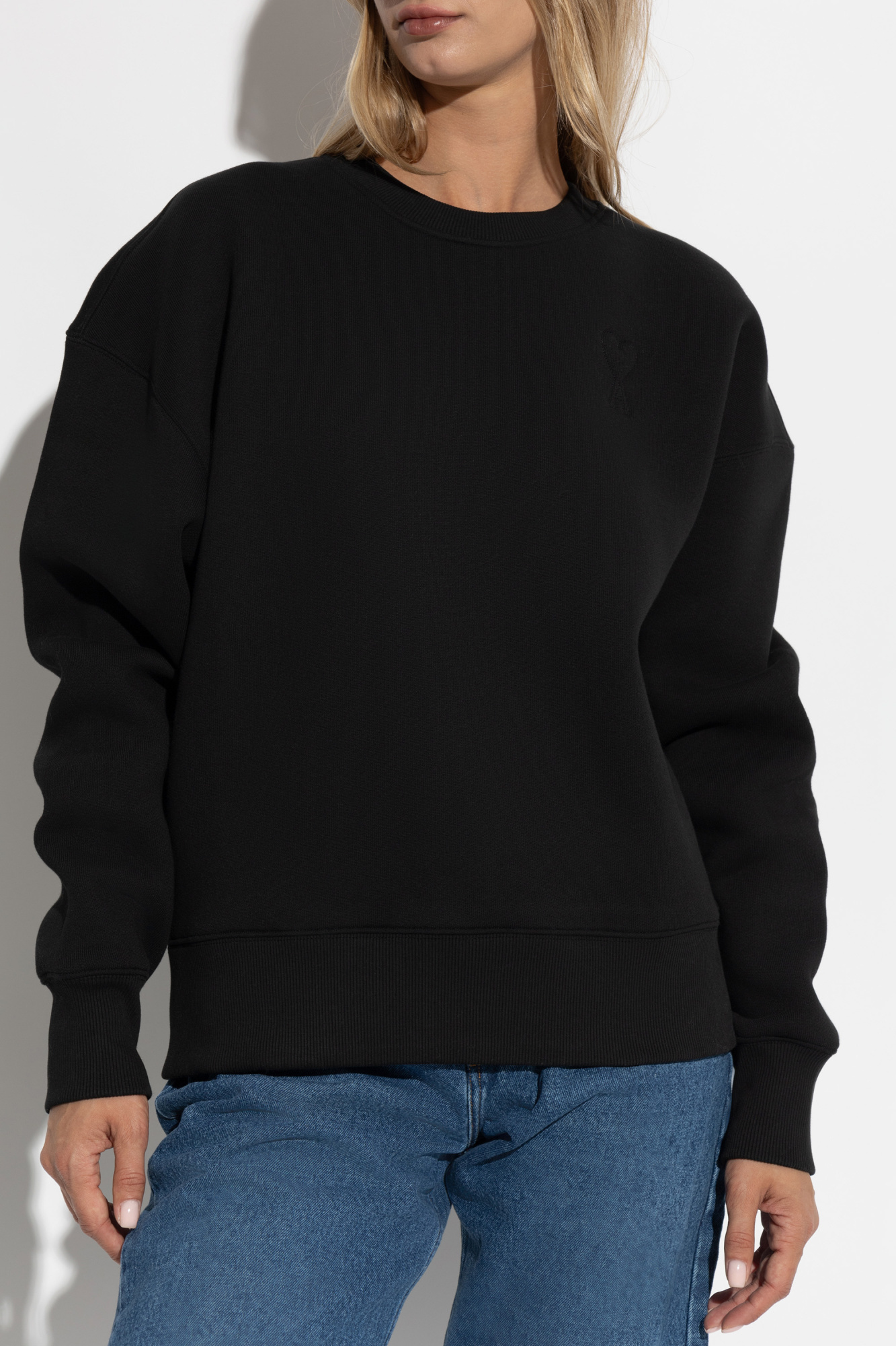 Ami Alexandre Mattiussi Black Ami De Coeur Crewneck Sweatshirt In Black