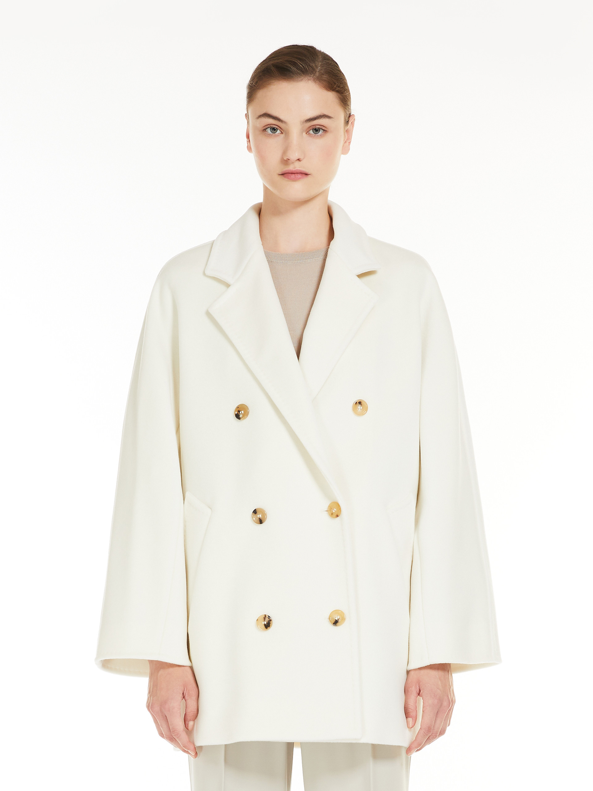 Max Mara Rebus Double Breasted Coat In White