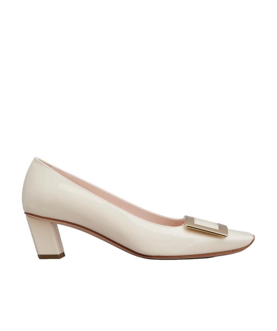 Roger Vivier Belle Vivier 45 Mother-of-pearl Buckle Pumps In Leather In Nude