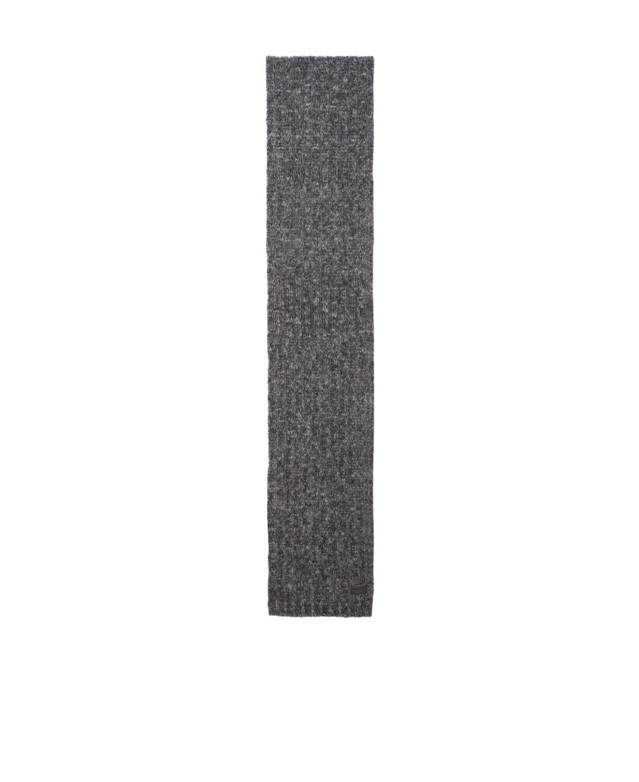 Saint Laurent Logo-patch Wool Scarf In Black