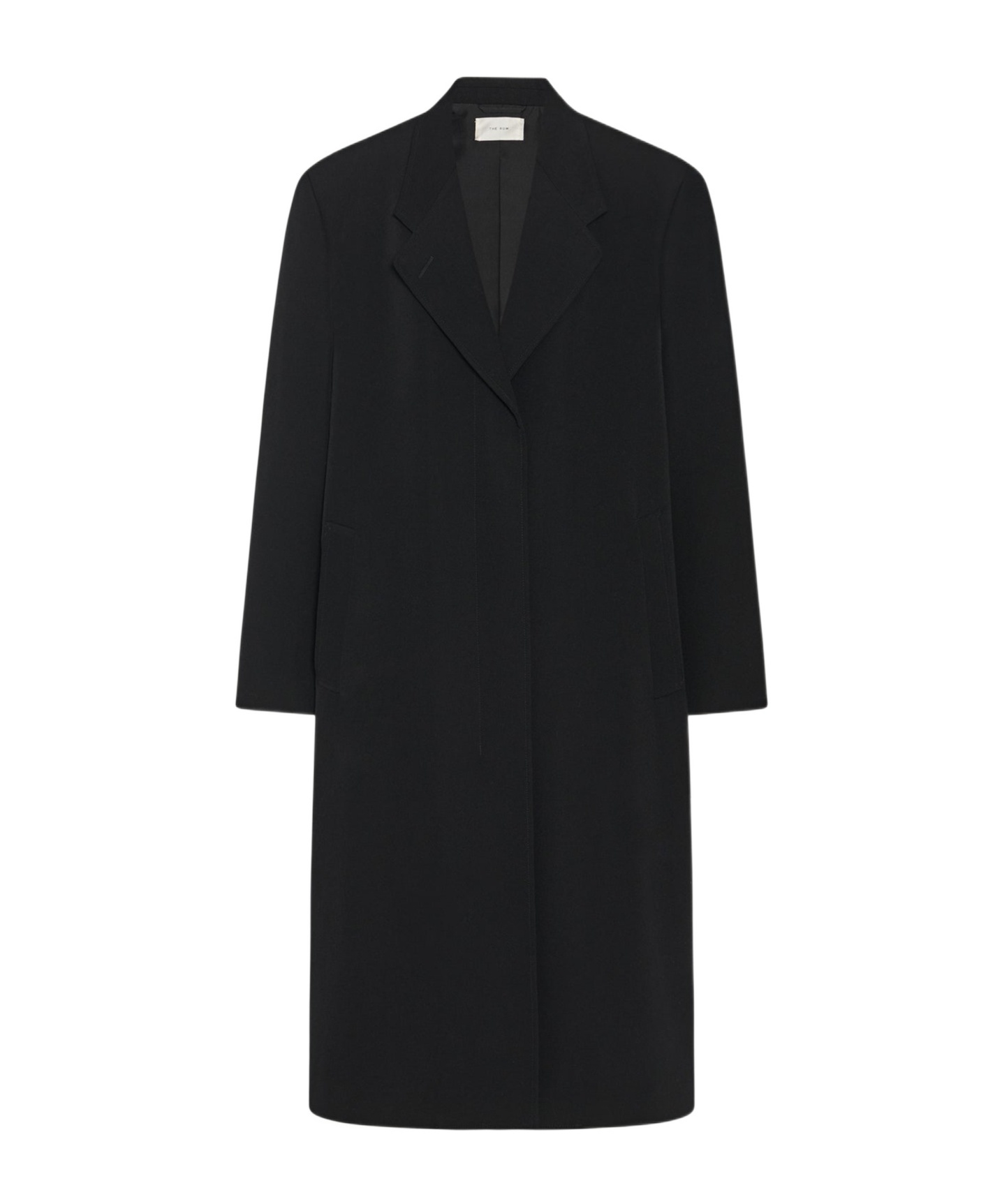 The Row Long-sleeved Wool Coat In Black