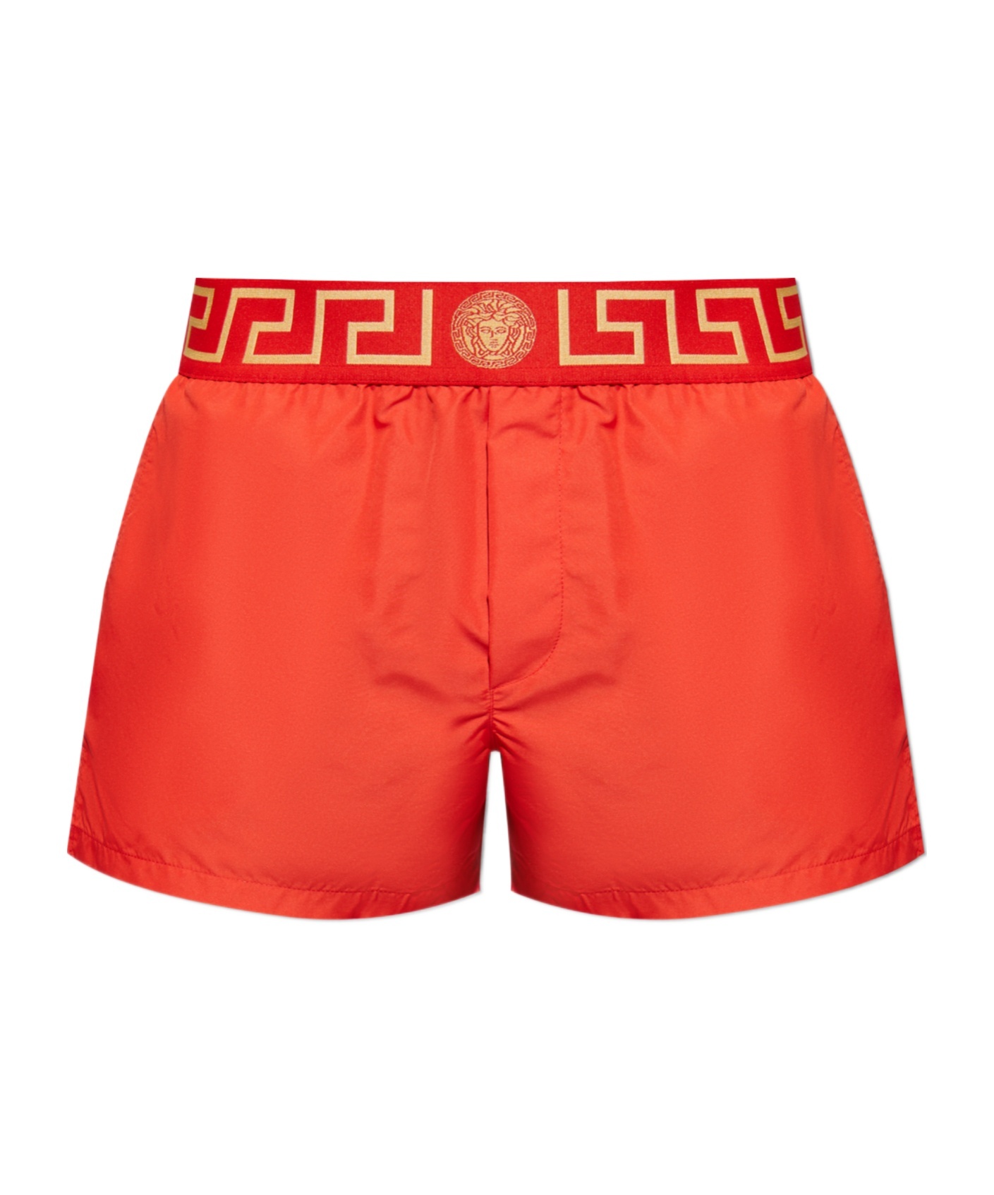 Versace Greca-waistband Swim Shorts In Red