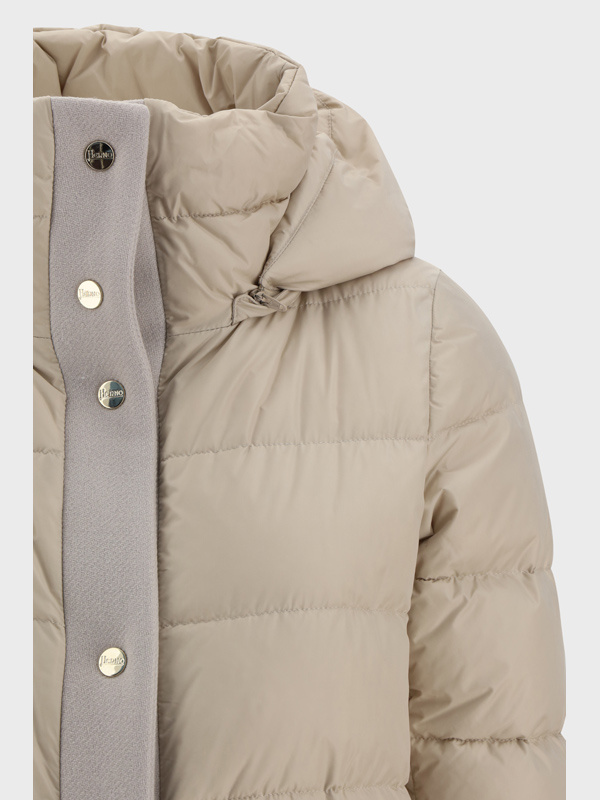Herno Detachable-hood Quilted Down Coat In Nude