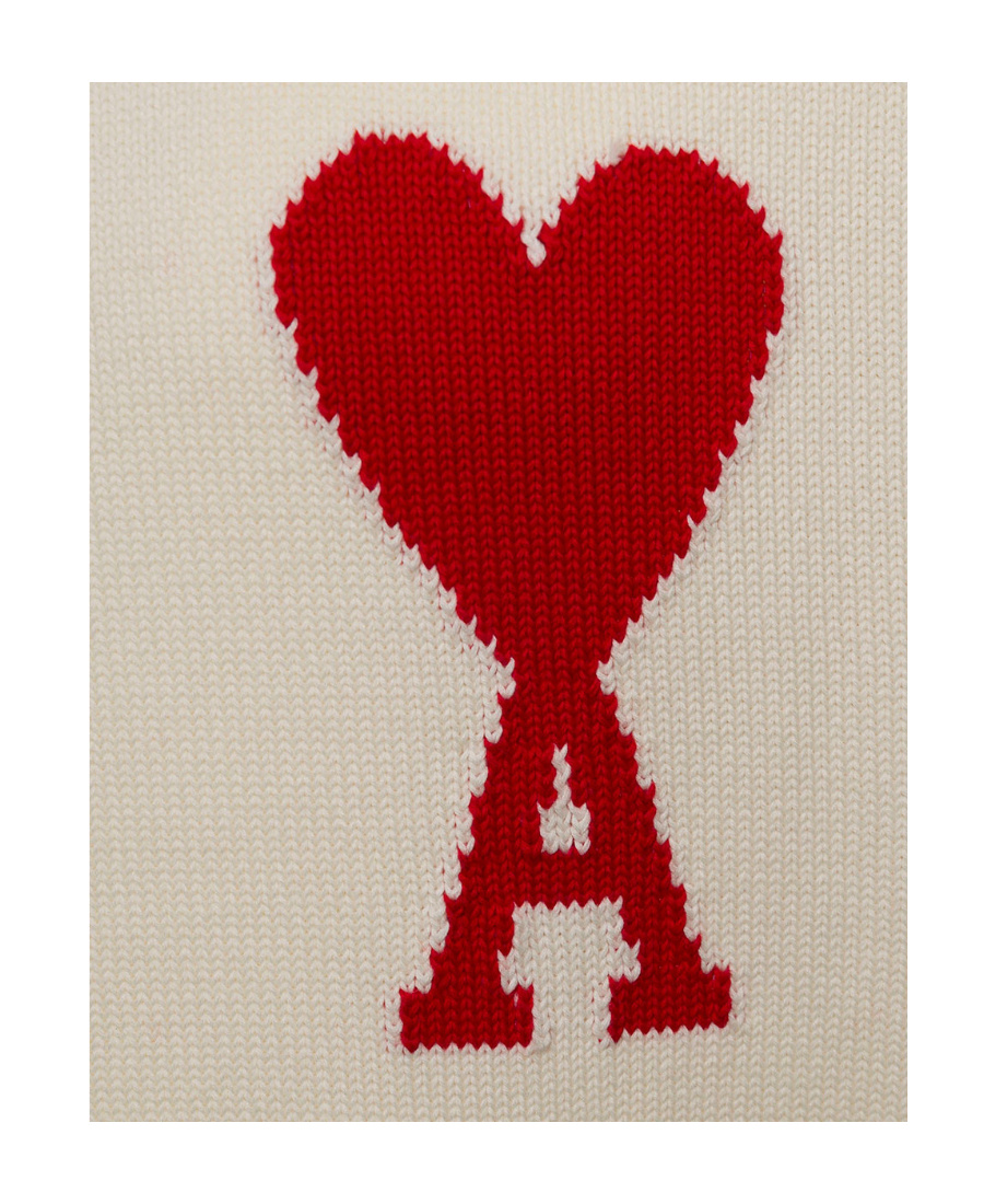 Ami Alexandre Mattiussi Ami Paris Ami Heart Design Wool Sweater In Intarsia Knit In White