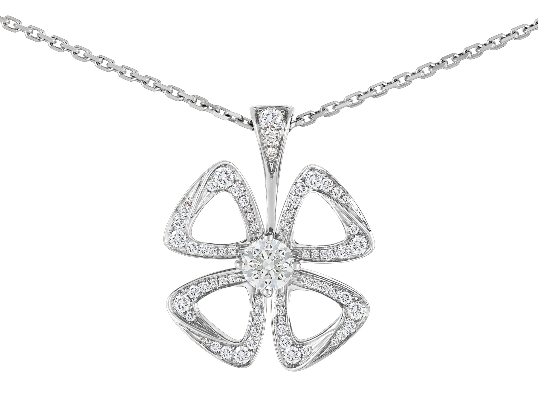 Bvlgari Womens Silver Fiorever 18ct White Gold And 0.16ct Round Brilliant-cut Diamond Necklace In Gray