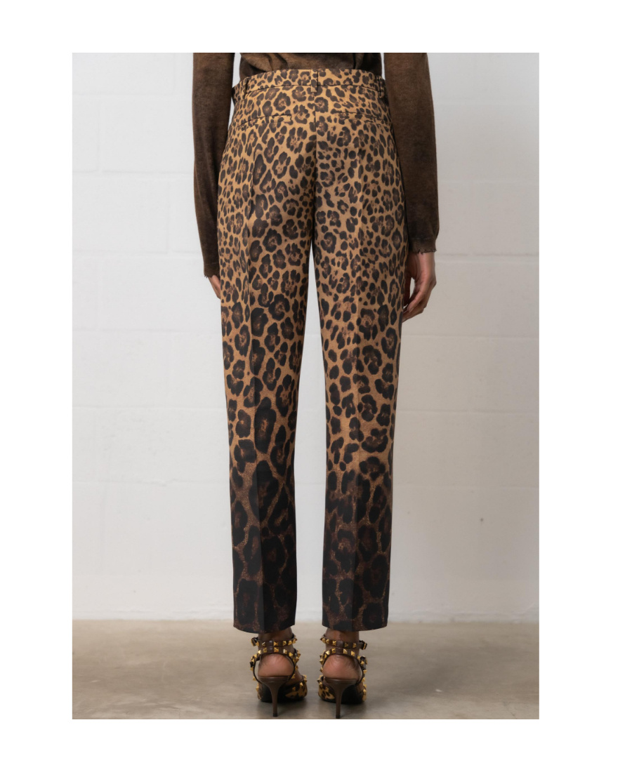 Valentino Leopard-print Slim-fit Trousers In Black