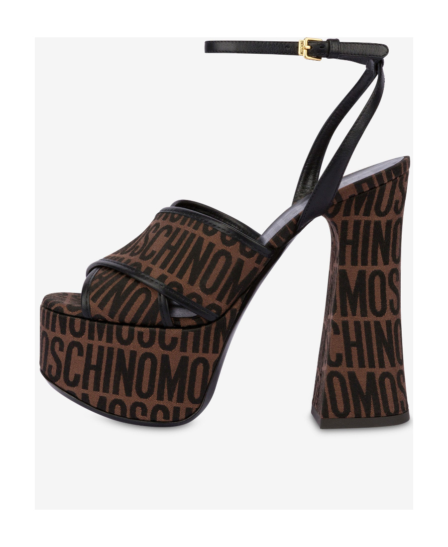 Moschino 145mm Logo-print Platform Sandals In Black