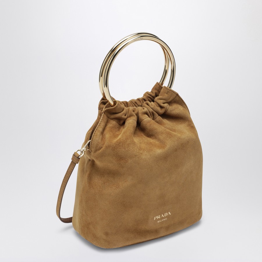 Prada Logo Bucket Bag In Brown