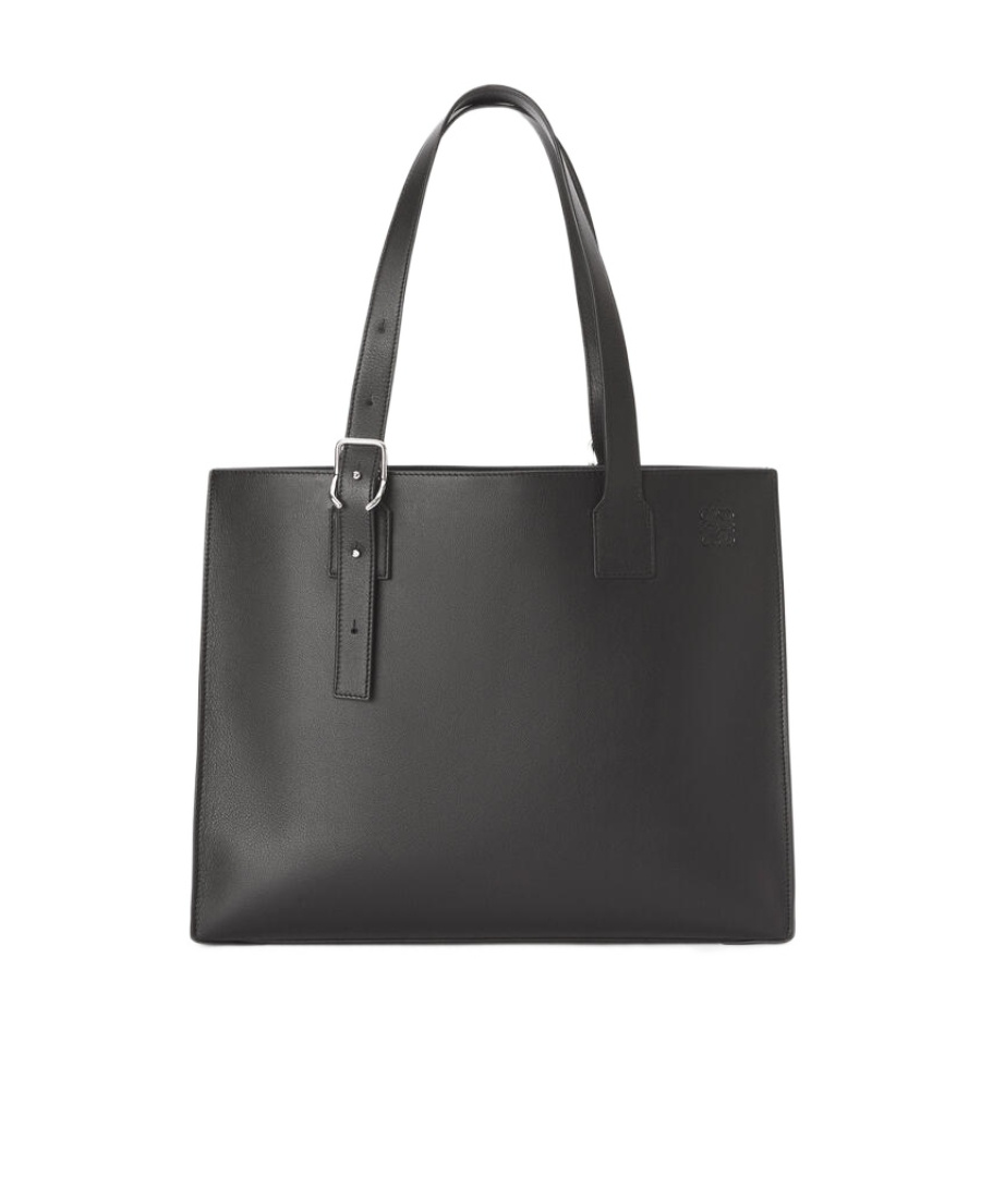 Loewe Mini Puzzle Leather Shoulder Bag In Black