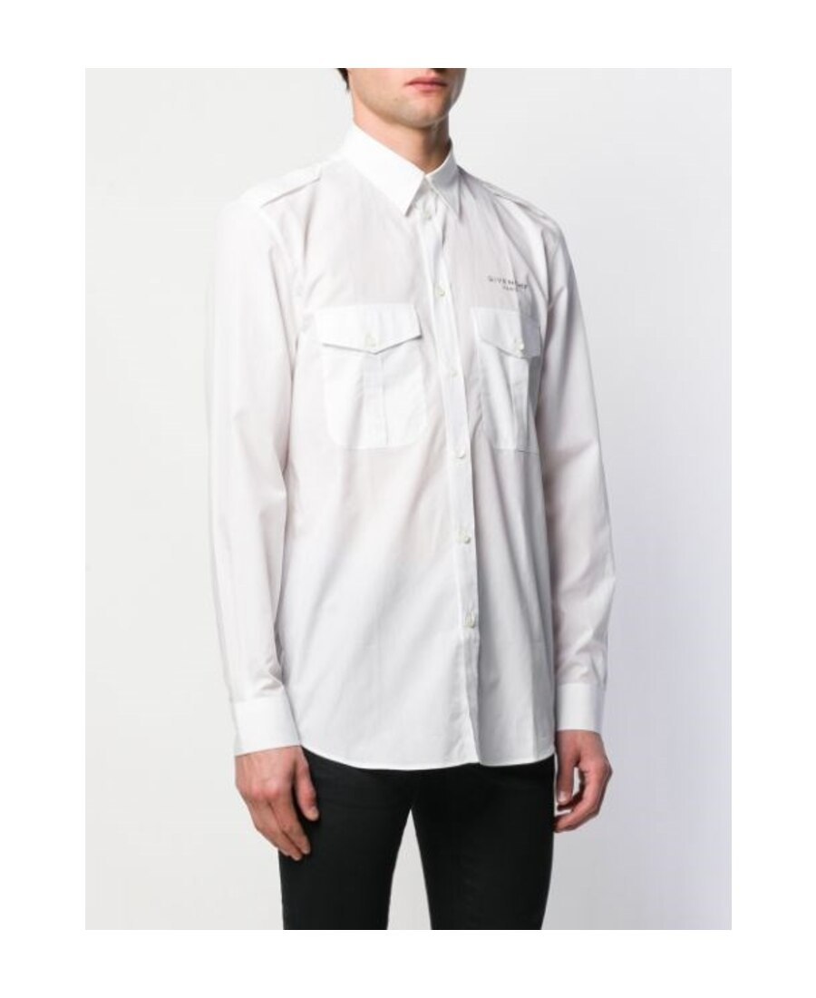 Givenchy White Logo Pocket Shirt In White