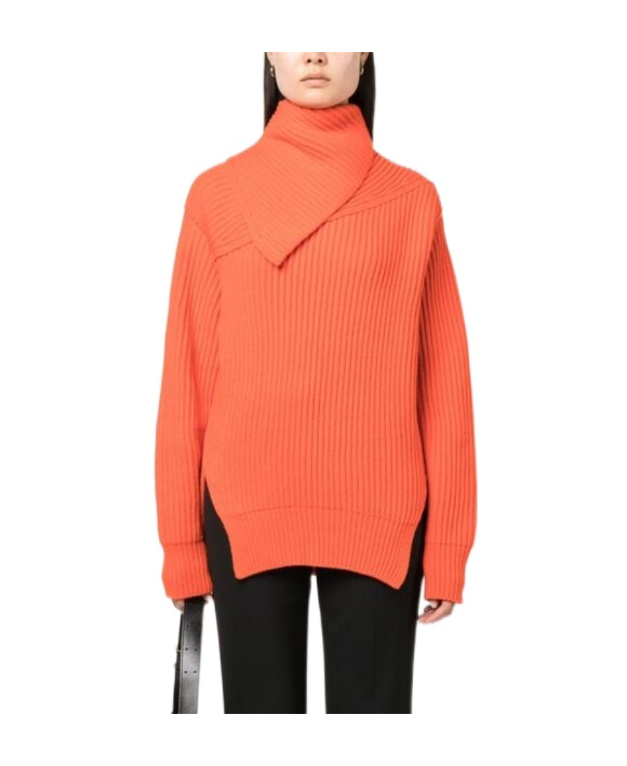 Jil Sander Long Sleeves Foulard Neck Cardigan Clothing In Orange