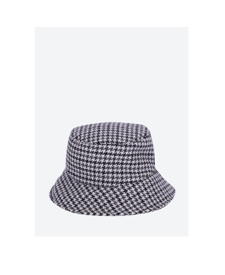 Miu Miu Logo Houndstooth Bucket Cap In Gray