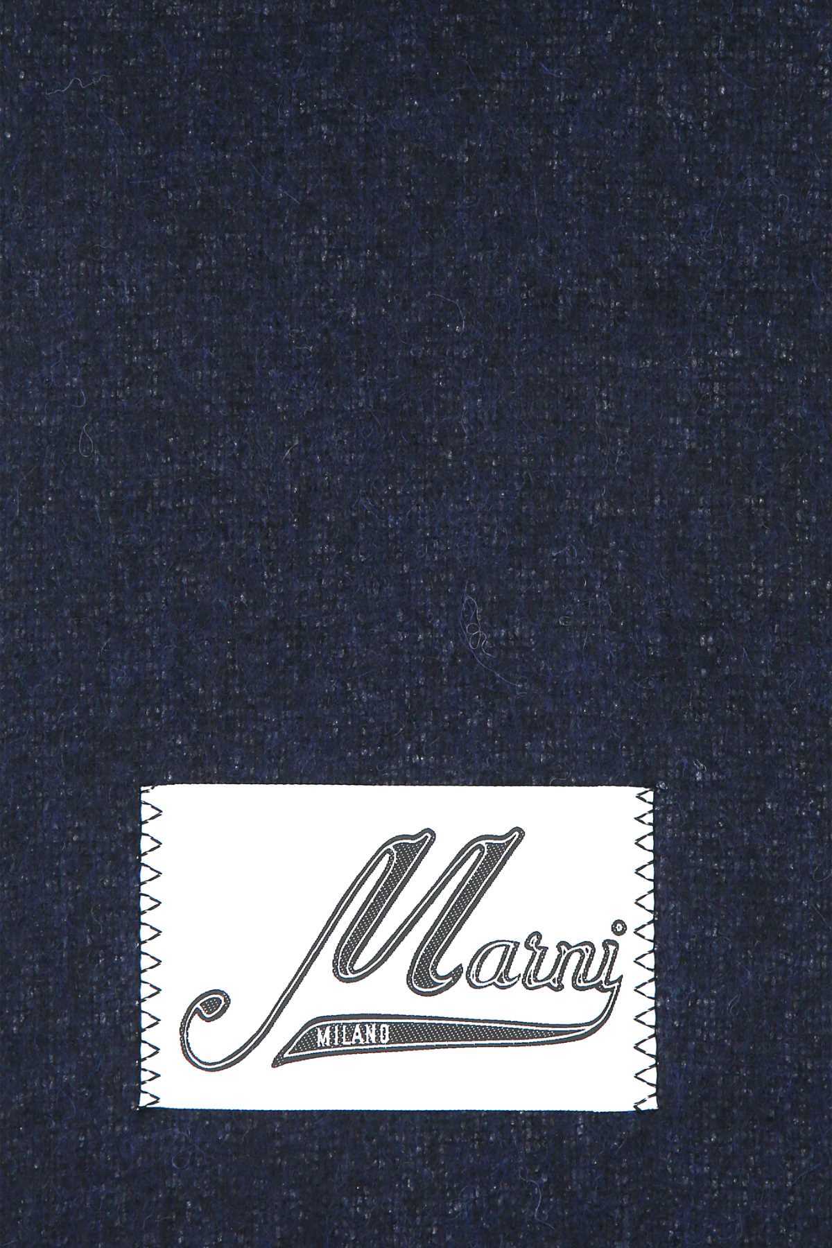Marni Midnight Blue Alpaca Blend Scarf In Black