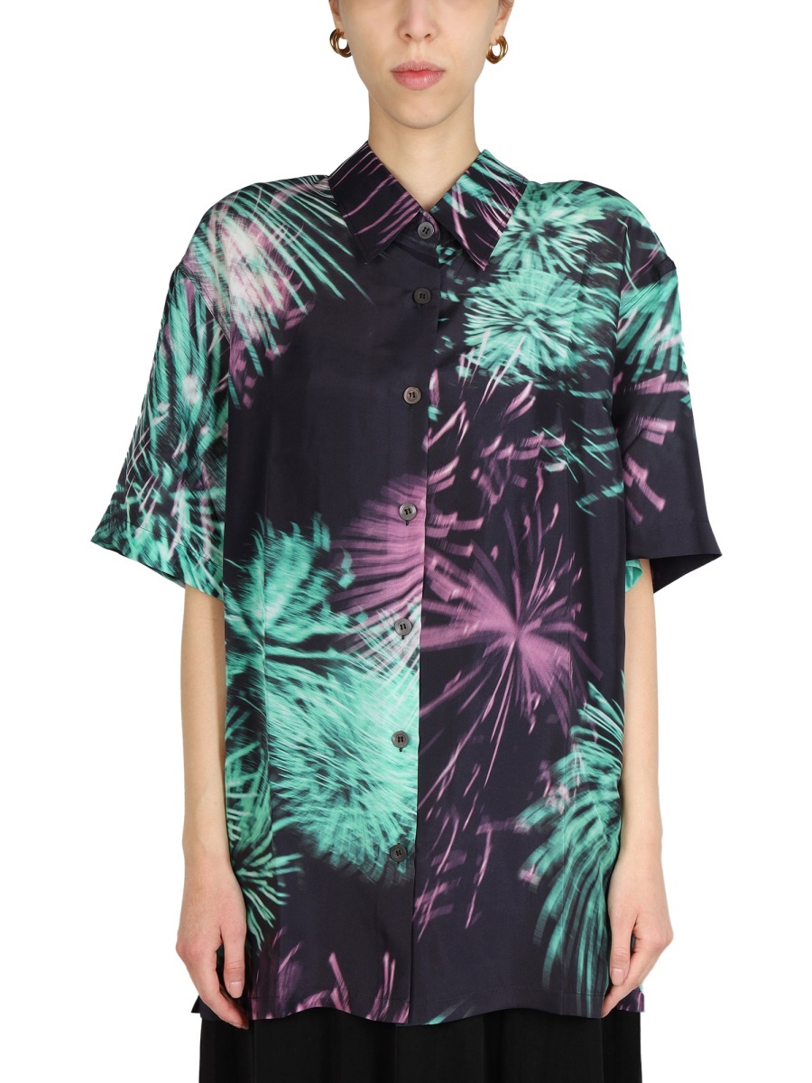 Shop Dries Van Noten Graphic Printed Buttoned Shirt In Black