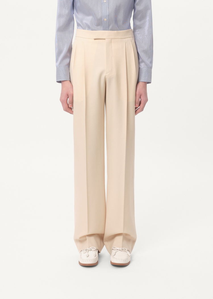 Valentino Wool Gabardine Trousers With Turn-ups