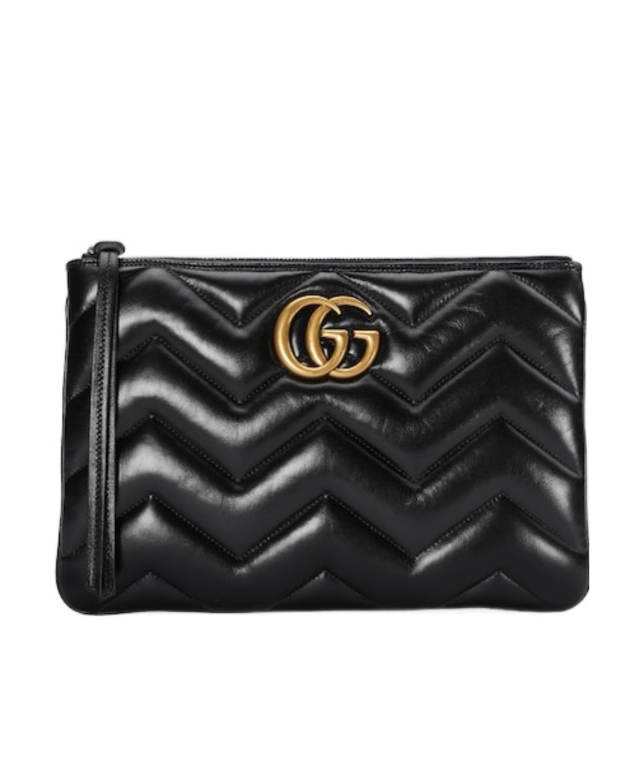 Gucci Gg Marmont Leather Clutch In Black