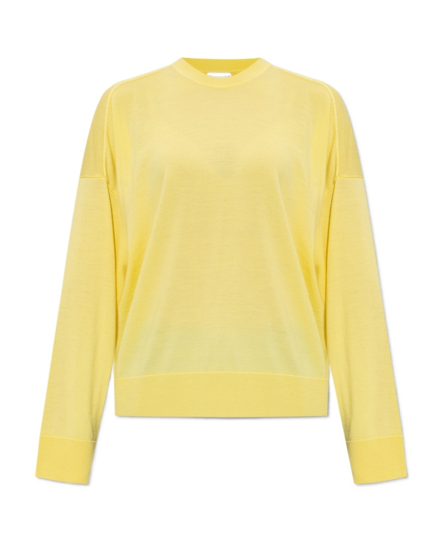 Bottega Veneta Ribbed Oversize Wool Sweater In Yellow