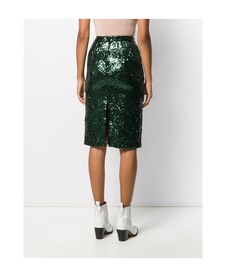 N°21 Sequined Pencil Skirt In Black