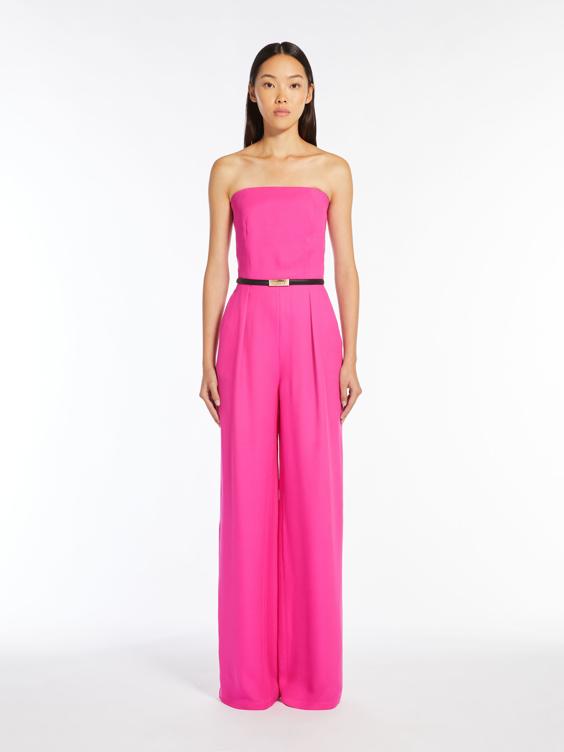 Max Mara Studio Strapless Belted Jumpsuit In Pink