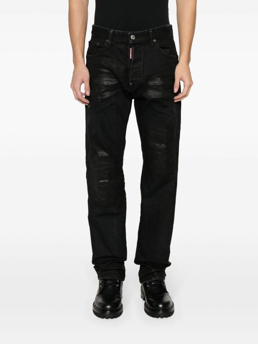 Dsquared2 Crystal-embellished Slim-cut Jeans In Black