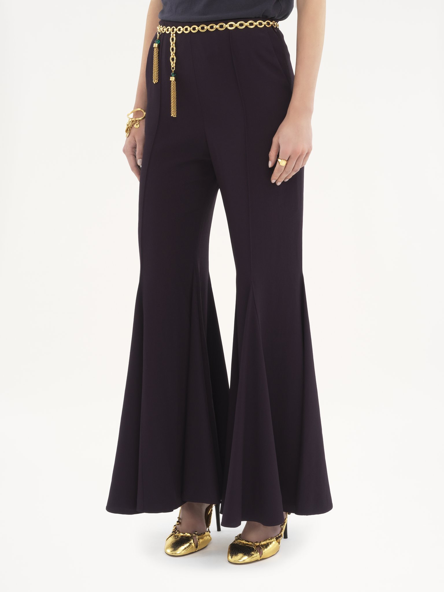 Shop Chloé Flared Leg Trousers In Black