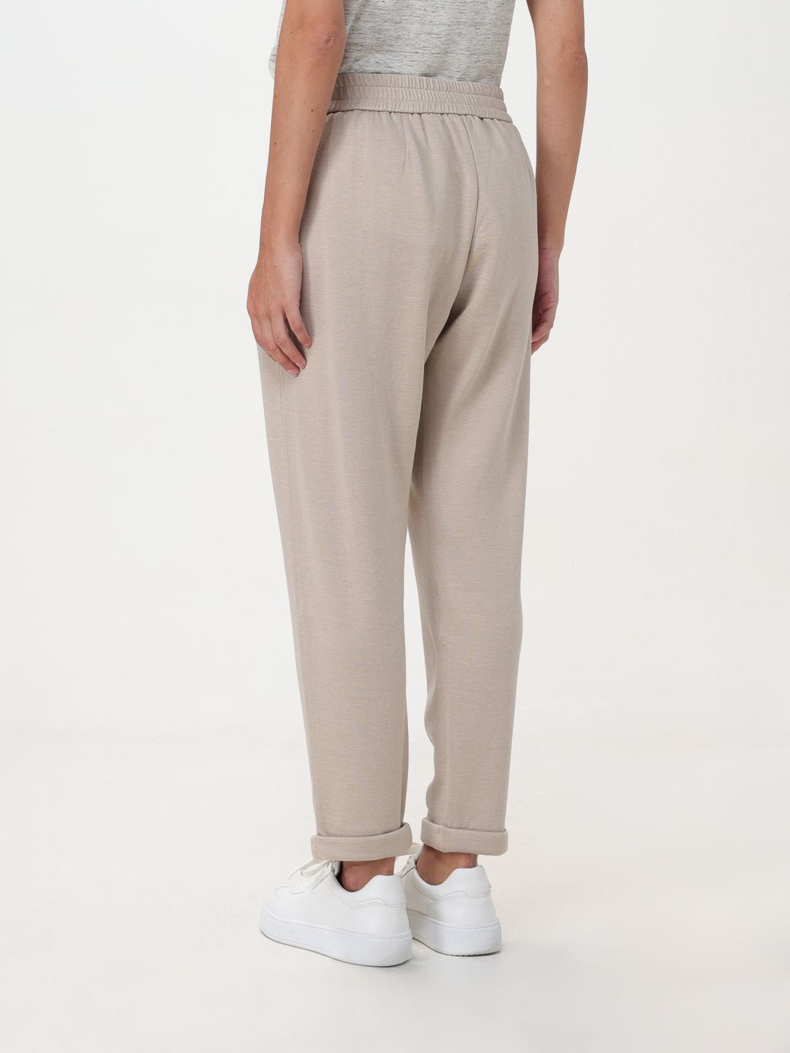 Brunello Cucinelli Cotton-linen Track Pants In Nude
